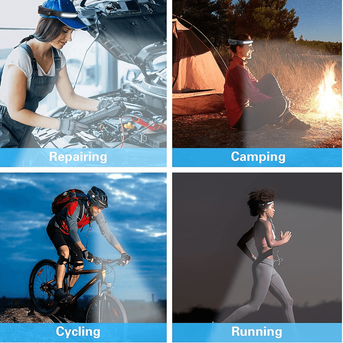 NightNatural™ Dual-Light Safe Flashlight Headband Headlamp